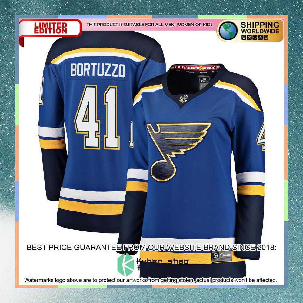Robert Bortuzzo St. Louis Blues Women's Blue Hockey Jersey 8 Robert Bortuzzo St. Louis Blues Women's Blue Hockey Jersey word1