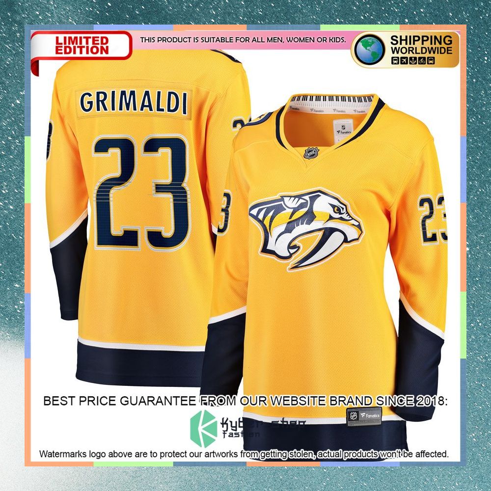Rocco Grimaldi Nashville Predators Women's Gold Hockey Jersey 8 Rocco Grimaldi Nashville Predators Women's Gold Hockey Jersey word1