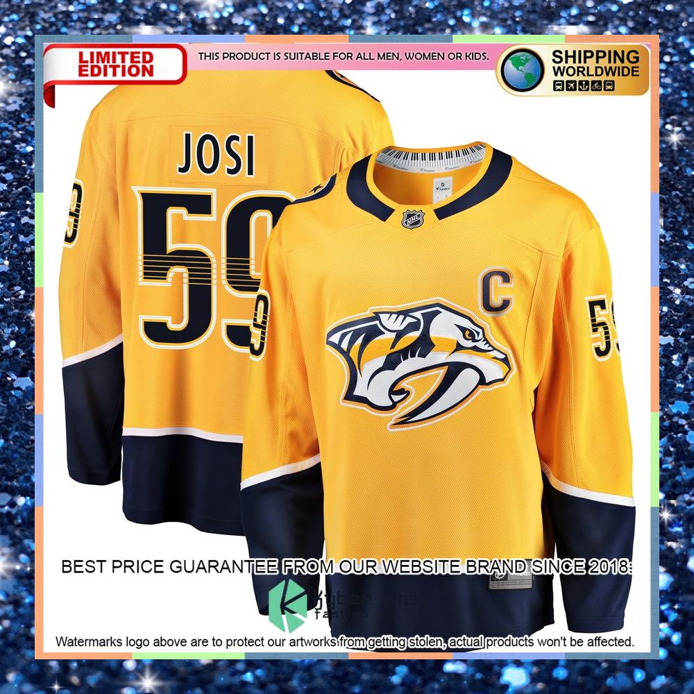 Roman Josi Nashville Predators Breakaway Gold Hockey Jersey 5 Roman Josi Nashville Predators Breakaway Gold Hockey Jersey word1