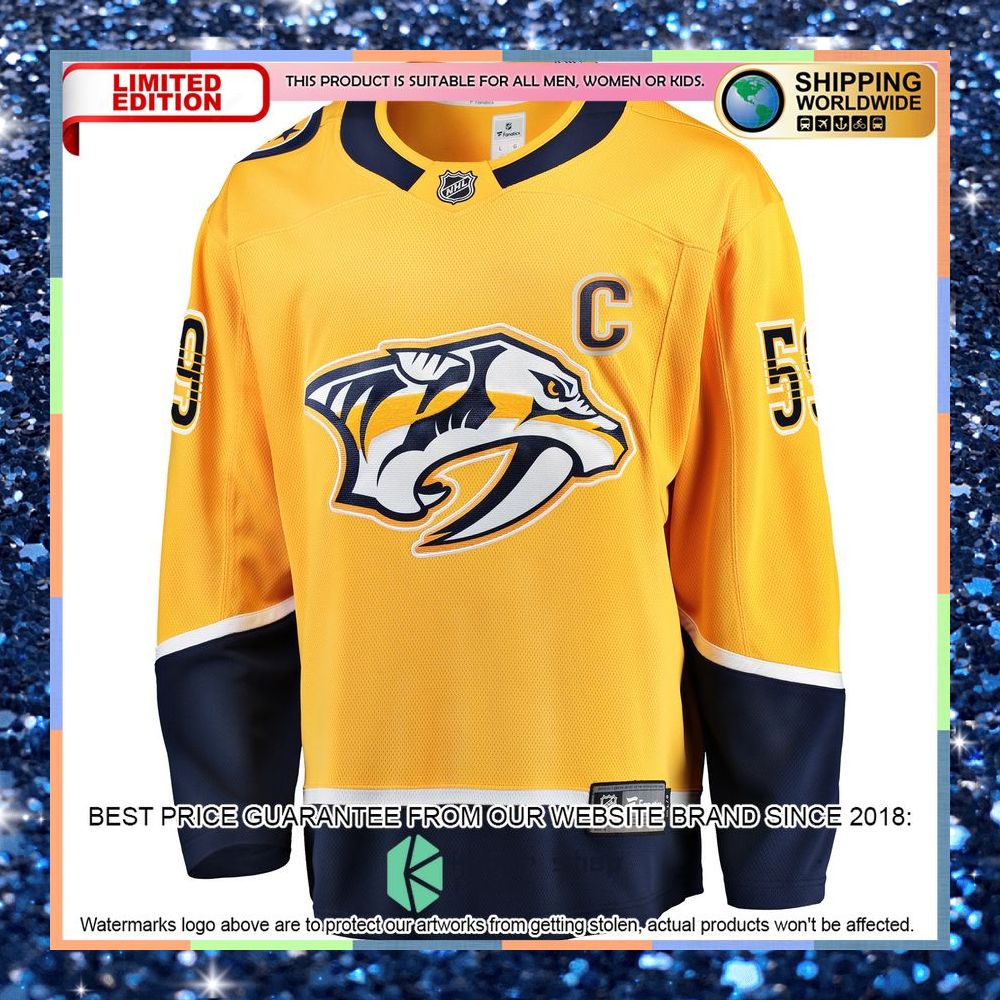 Roman Josi Nashville Predators Breakaway Gold Hockey Jersey 6 Roman Josi Nashville Predators Breakaway Gold Hockey Jersey word1