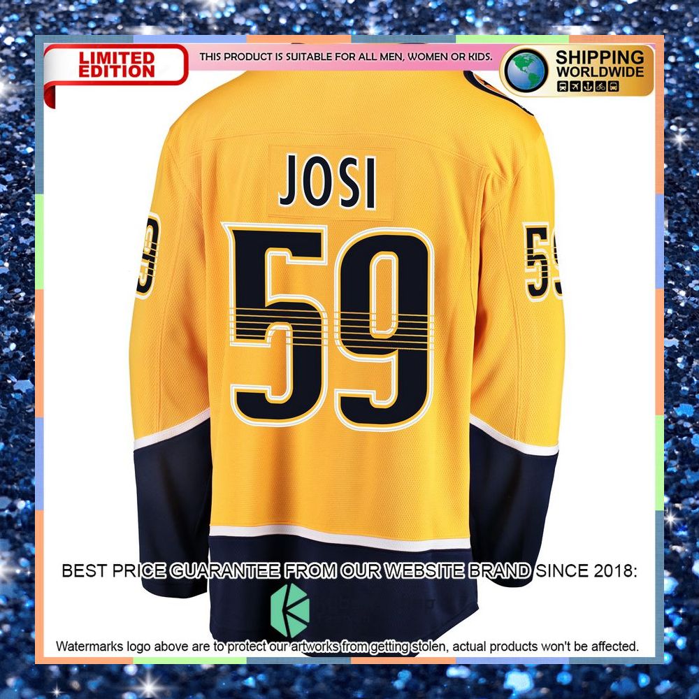 Roman Josi Nashville Predators Breakaway Gold Hockey Jersey 7 Roman Josi Nashville Predators Breakaway Gold Hockey Jersey word1