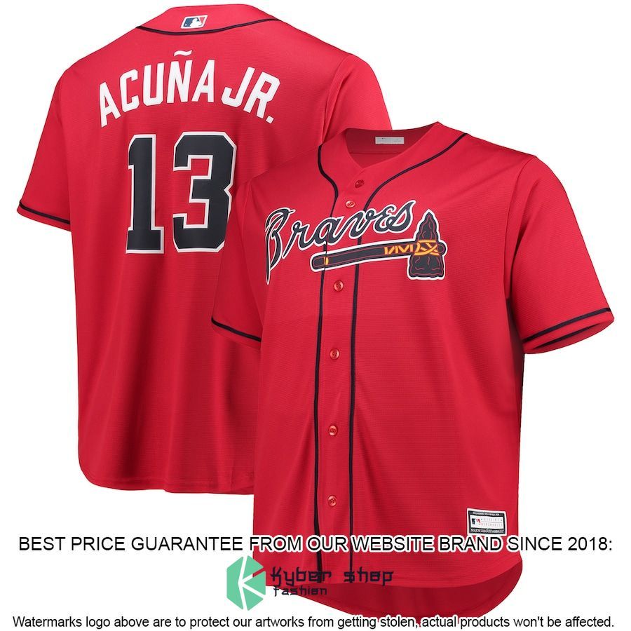 Ronald Acuna Jr Atlanta Braves Big And Tall Player Red Baseball Jersey