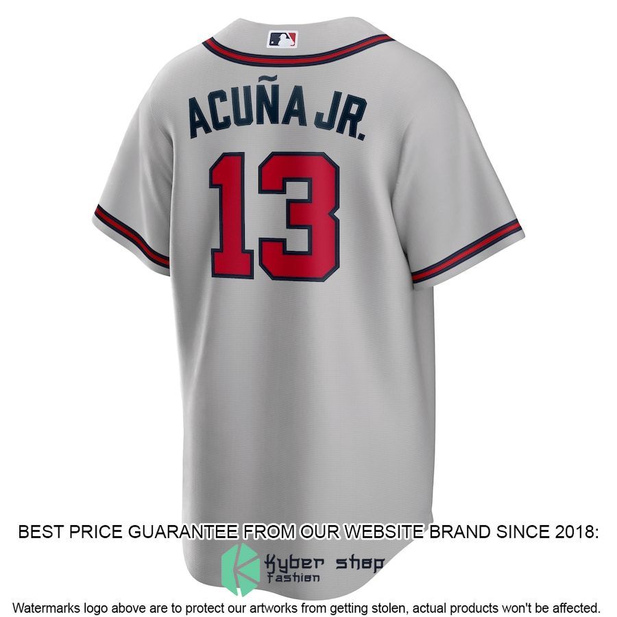 Ronald Acuna Jr Atlanta Braves Road Player Name Gray Baseball Jersey 3 Ronald Acuna Jr Atlanta Braves Road Player Name Gray Baseball Jersey word3