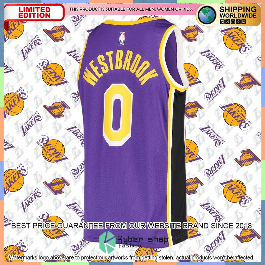 Russell Westbrook Los Angeles Lakers Jordan Brand 2021-22 Purple Basketball Jersey 6 Russell Westbrook Los Angeles Lakers Jordan Brand 2021-22 Purple Basketball Jersey word3