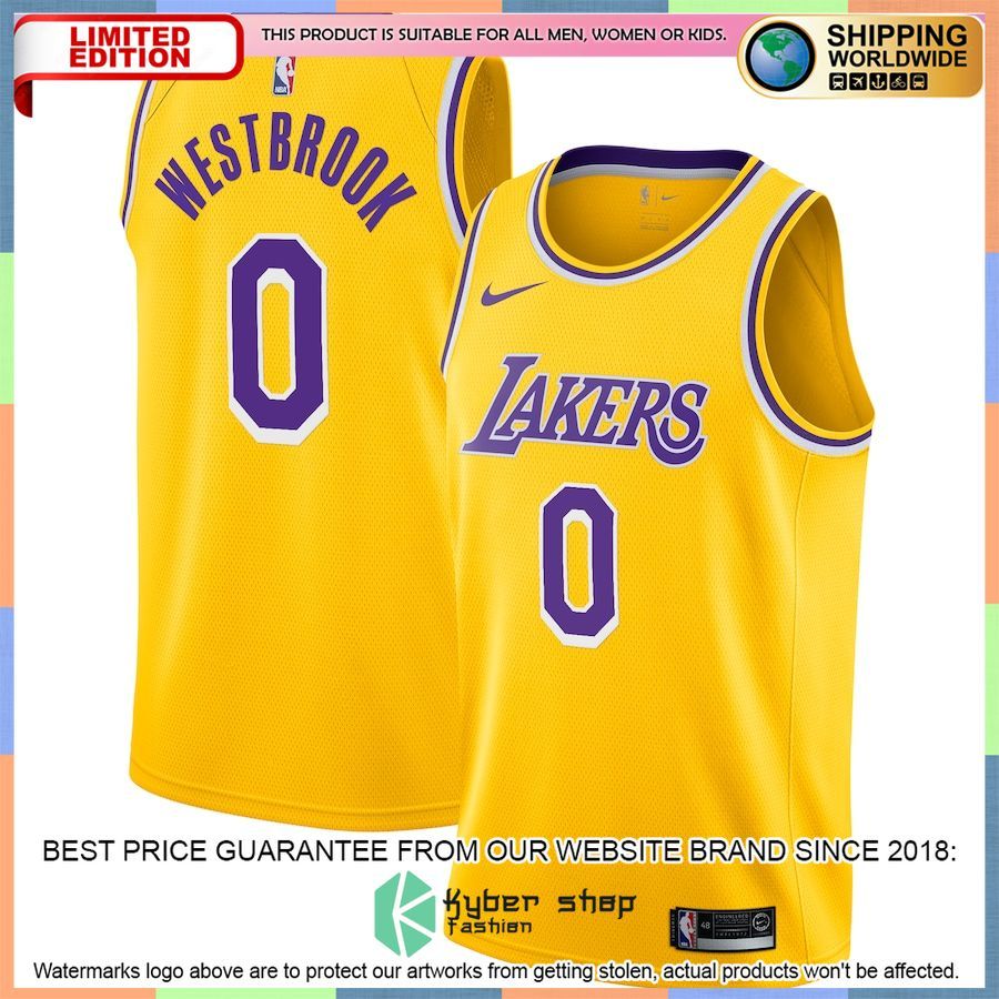 Russell Westbrook Los Angeles Lakers Nike 2020-21 Player Gold Basketball Jersey