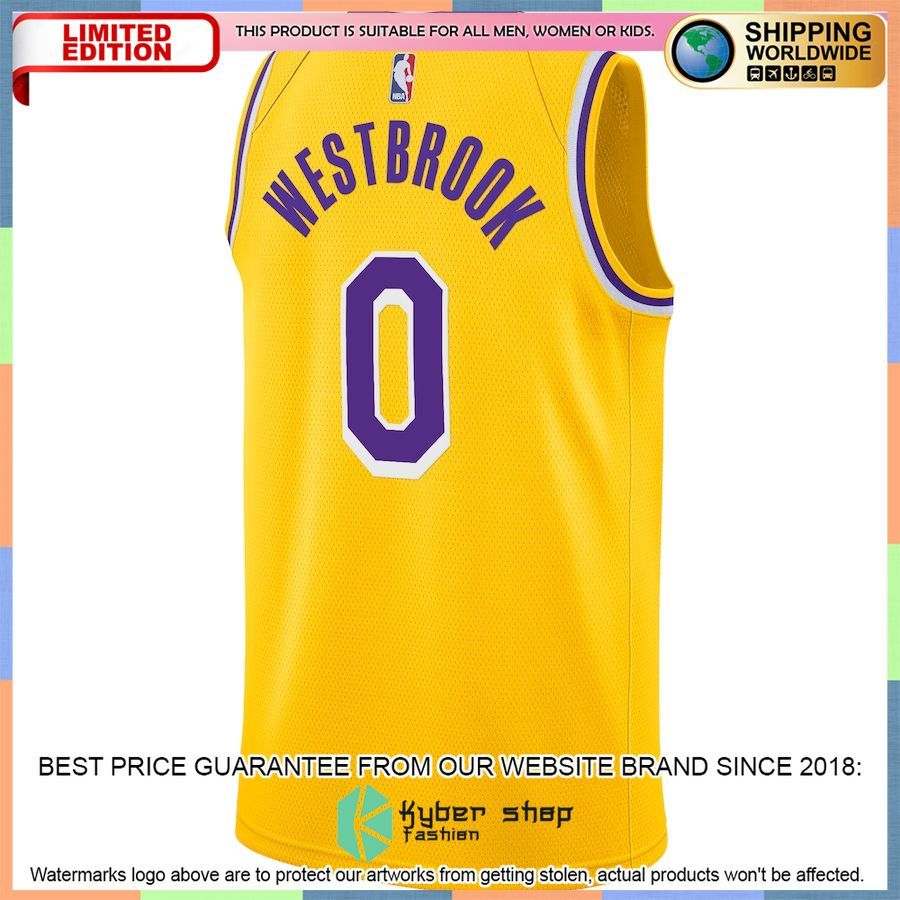 Russell Westbrook Los Angeles Lakers Nike 2020-21 Player Gold Basketball Jersey 3 Russell Westbrook Los Angeles Lakers Nike 2020-21 Player Gold Basketball Jersey word1