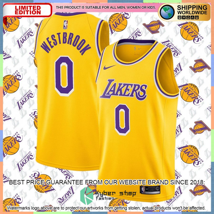 Russell Westbrook Los Angeles Lakers Nike 2020-21 Player Gold Basketball Jersey 4 Russell Westbrook Los Angeles Lakers Nike 2020-21 Player Gold Basketball Jersey word1
