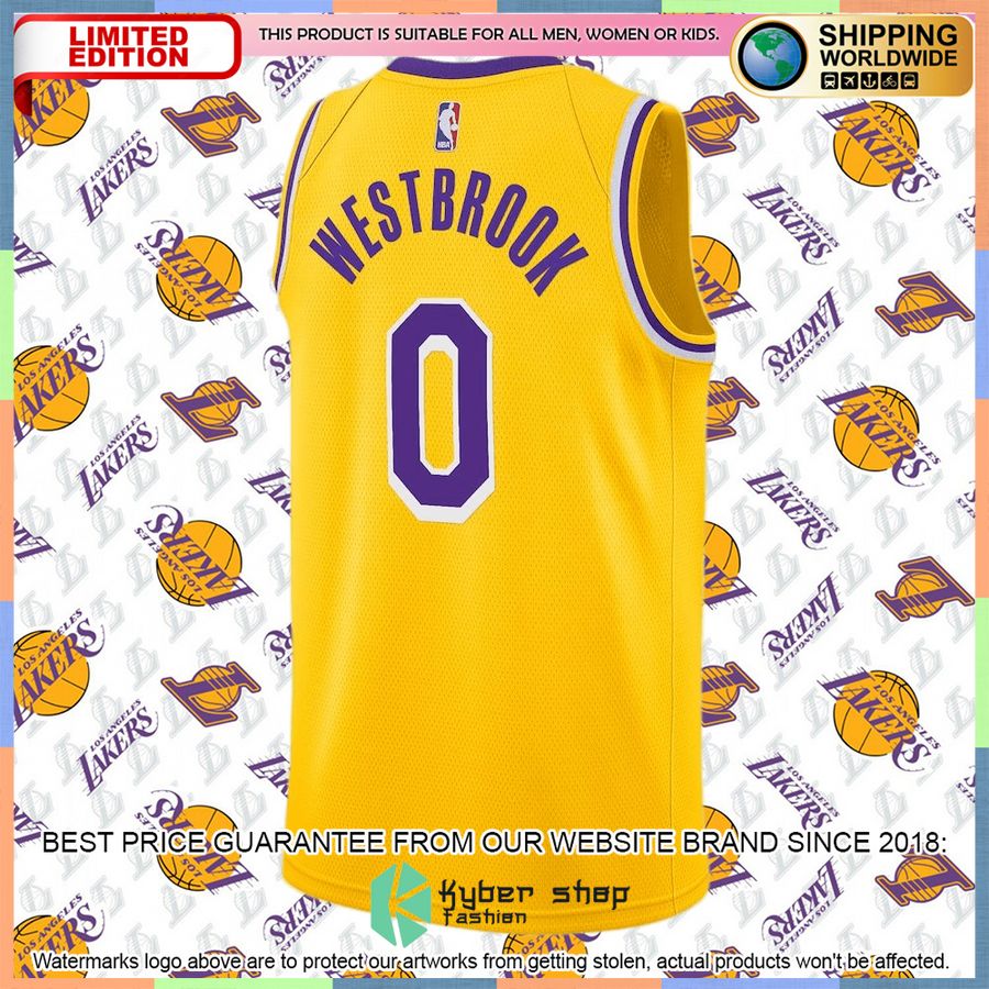 Russell Westbrook Los Angeles Lakers Nike 2020-21 Player Gold Basketball Jersey 6 Russell Westbrook Los Angeles Lakers Nike 2020-21 Player Gold Basketball Jersey word1