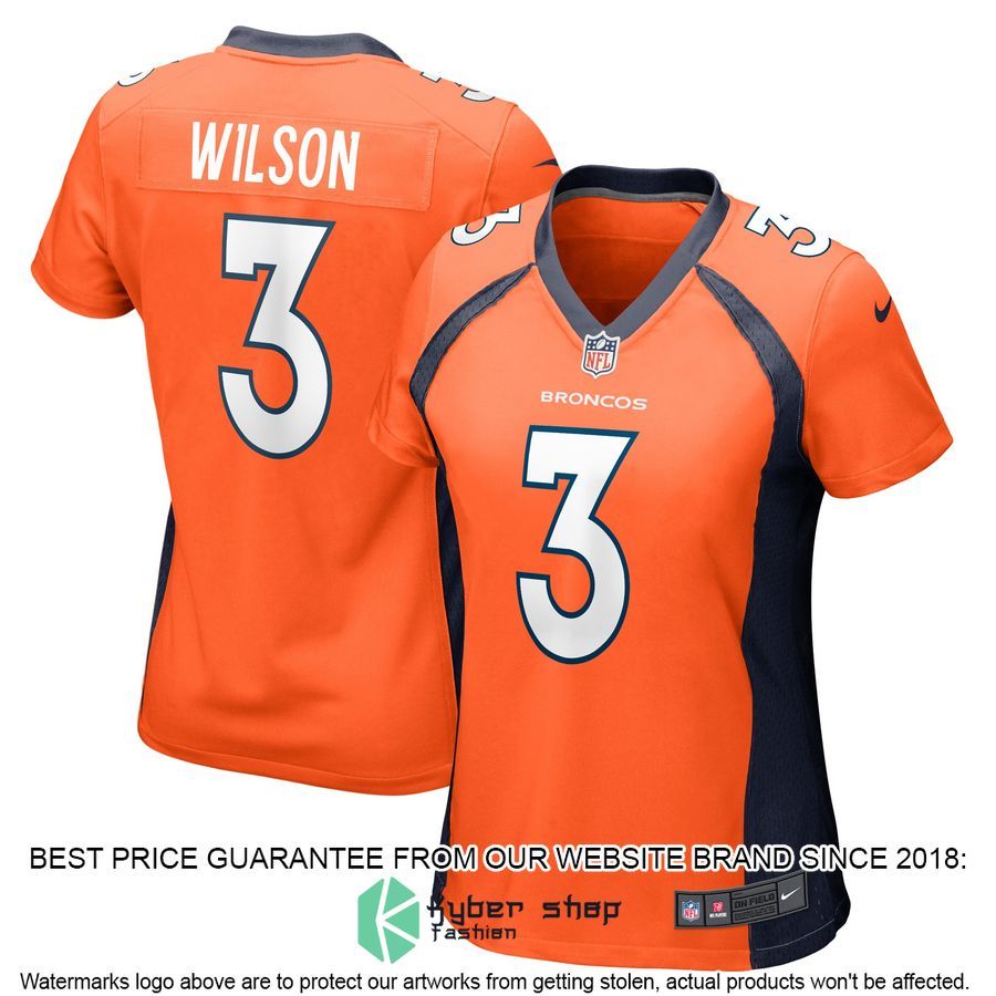 Russell Wilson Denver Broncos Women's Orange Football Jersey