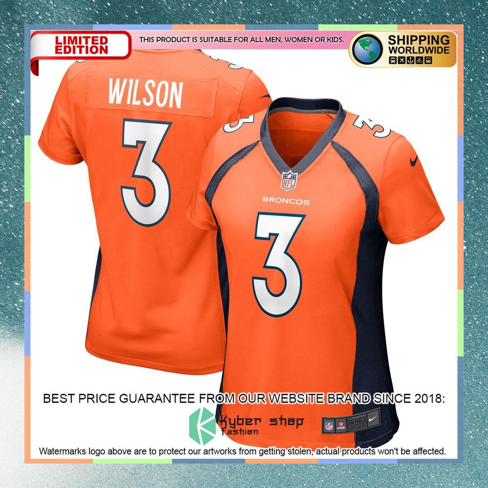 Russell Wilson Denver Broncos Women's Orange Football Jersey 8 Russell Wilson Denver Broncos Women's Orange Football Jersey word1