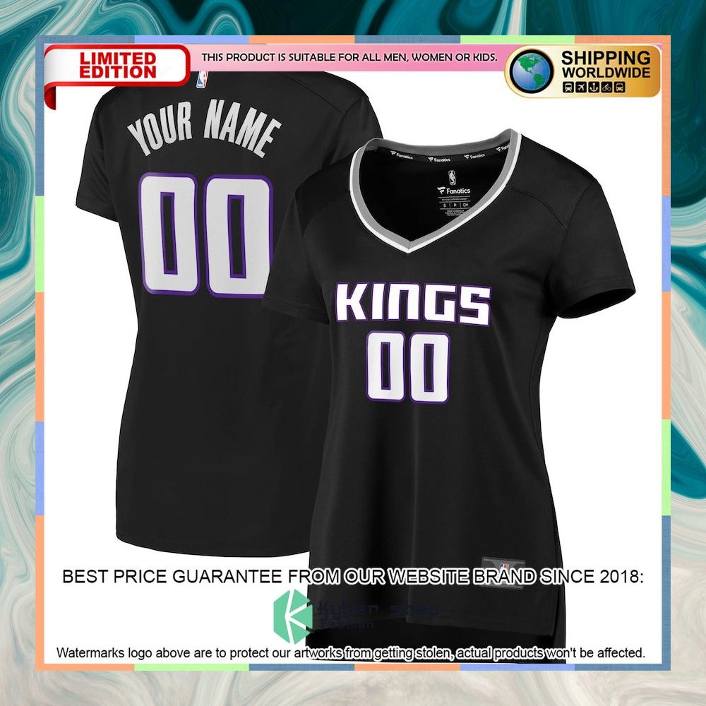 Sacramento Kings Women's Custom Black Basketball Jersey 4 Sacramento Kings Women's Custom Black Basketball Jersey word1