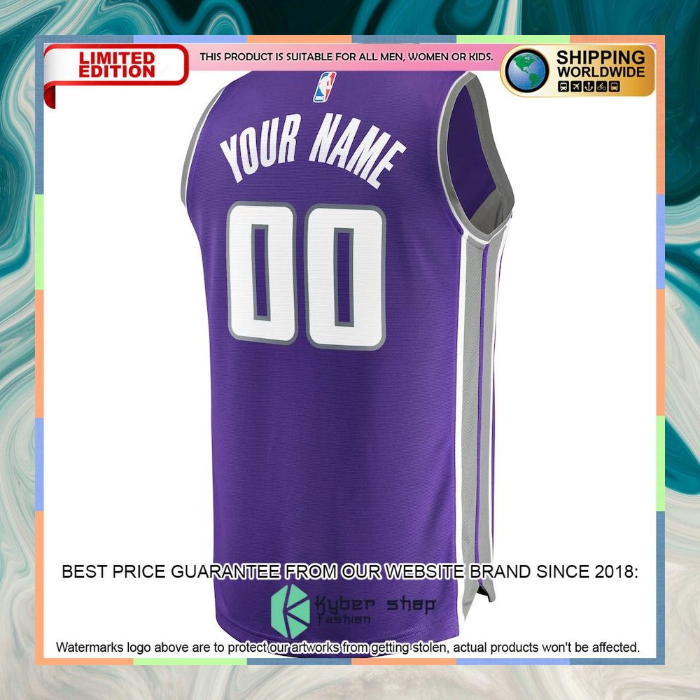 Sacramento Kings Youth Custom Purple Basketball Jersey 6 Sacramento Kings Youth Custom Purple Basketball Jersey word1