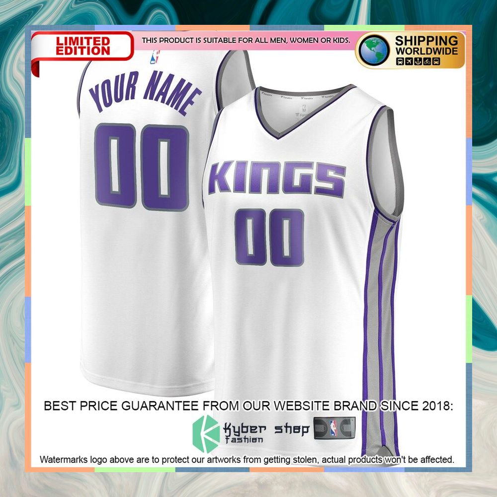 Sacramento Kings Youth Custom White Basketball Jersey 4 Sacramento Kings Youth Custom White Basketball Jersey word2