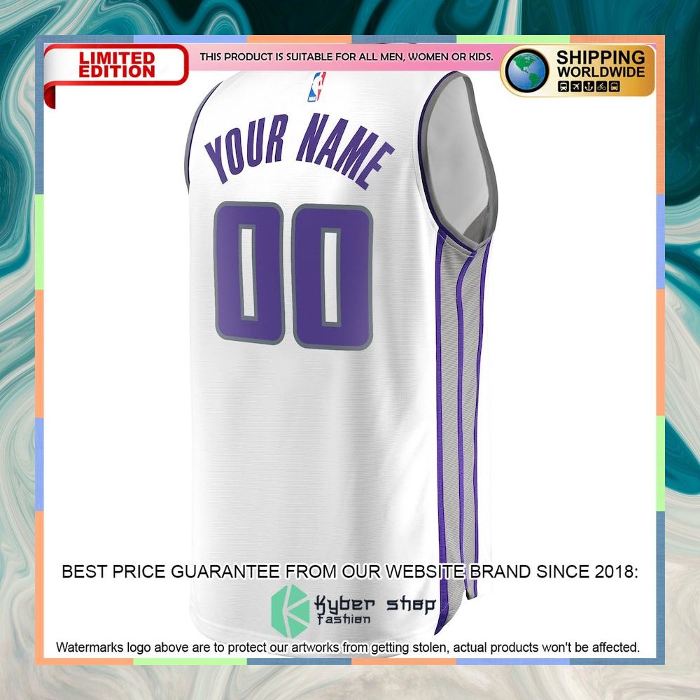 Sacramento Kings Youth Custom White Basketball Jersey 6 Sacramento Kings Youth Custom White Basketball Jersey word2