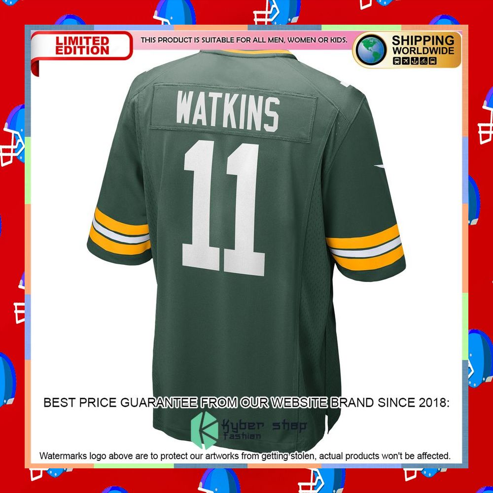 Sammy Watkins Green Bay Packers Green Football Jersey 7 Sammy Watkins Green Bay Packers Green Football Jersey word3