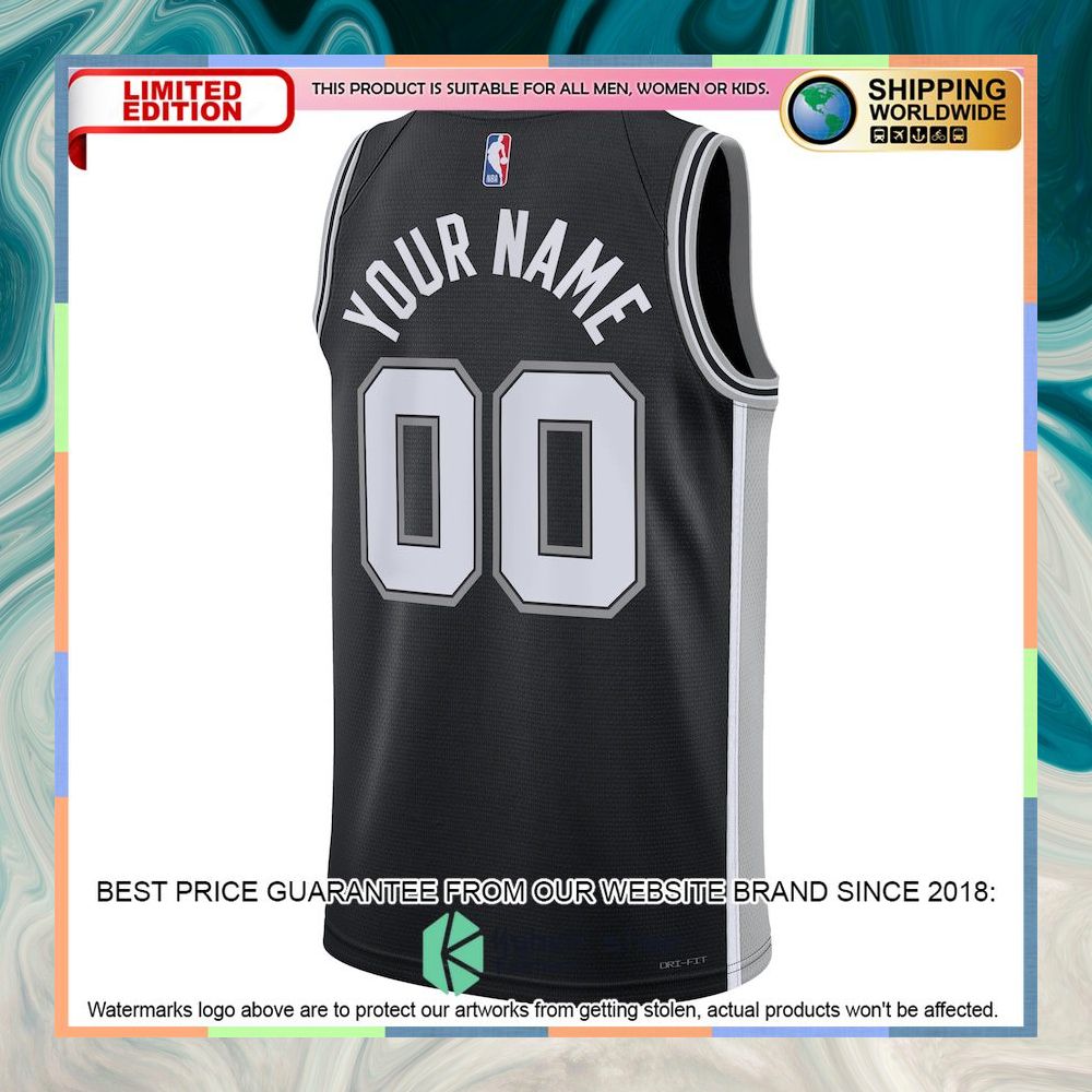San Antonio Spurs Nike Unisex 2022-23 Custom Black Basketball Jersey 6 San Antonio Spurs Nike Unisex 2022-23 Custom Black Basketball Jersey word1