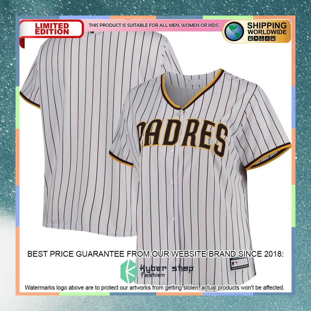 San Diego Padres Women Plus Size Road Team White-Brown Baseball Jersey 4 San Diego Padres Women Plus Size Road Team White-Brown Baseball Jersey word3