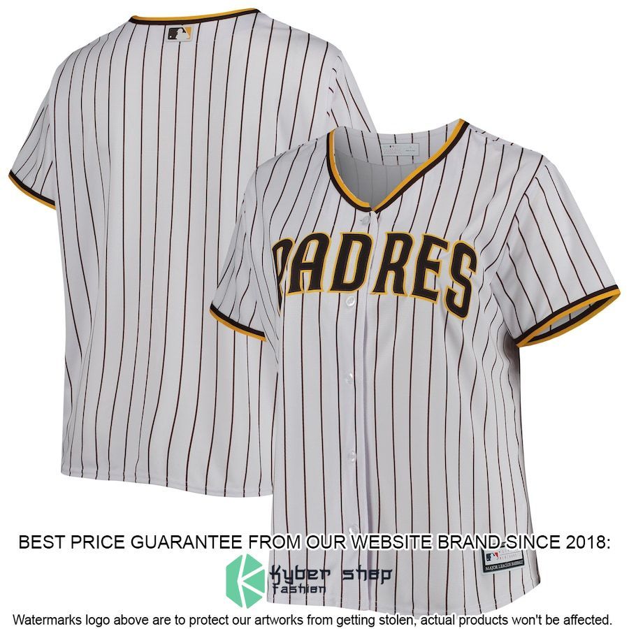 San Diego Padres Women Plus Size Road Team White-Brown Baseball Jersey