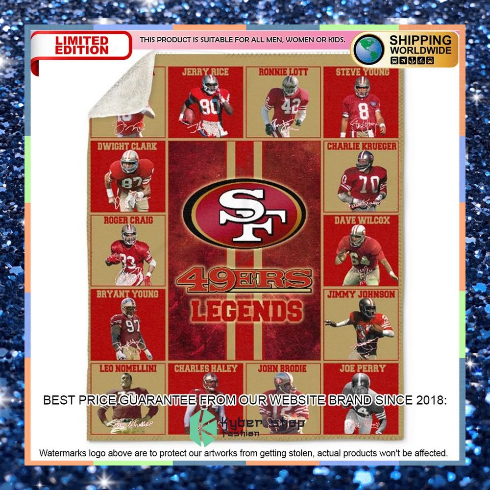 San Francisco 49ers Legends Fleece Blanket 3 San Francisco 49ers Legends Fleece Blanket word3