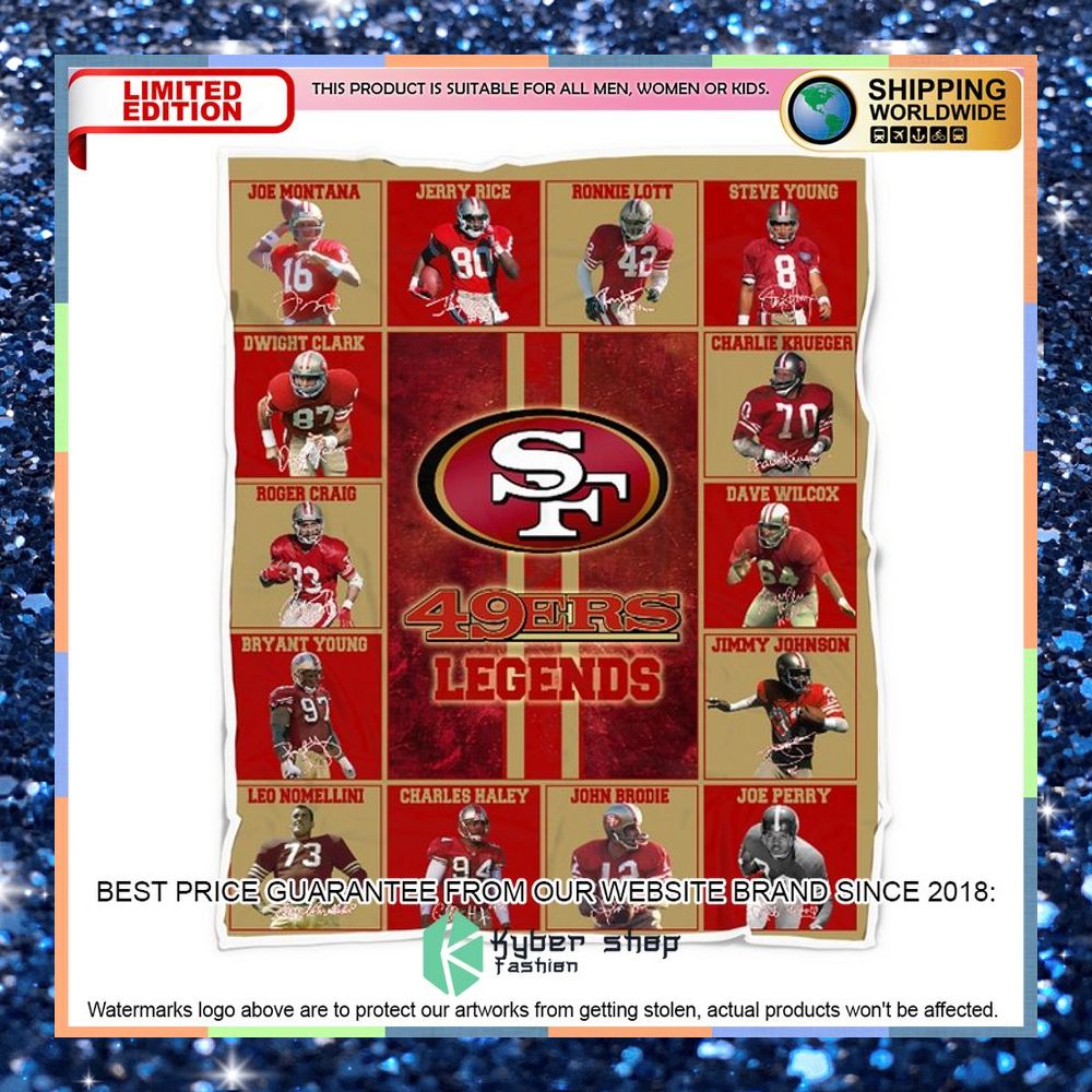 San Francisco 49ers Legends Fleece Blanket 4 San Francisco 49ers Legends Fleece Blanket word3