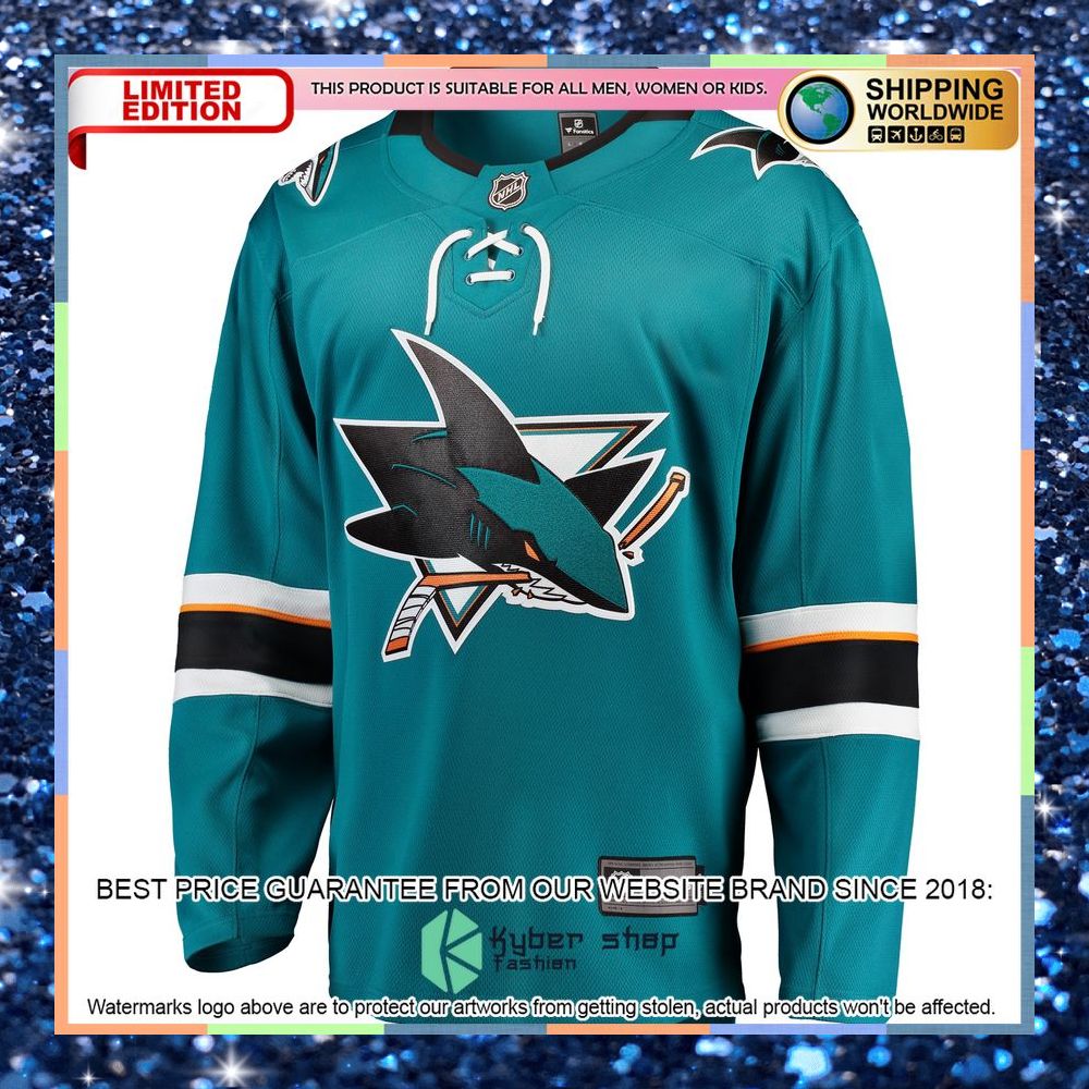 San Jose Sharks Breakaway Home Teal Hockey Jersey 7 San Jose Sharks Breakaway Home Teal Hockey Jersey word3