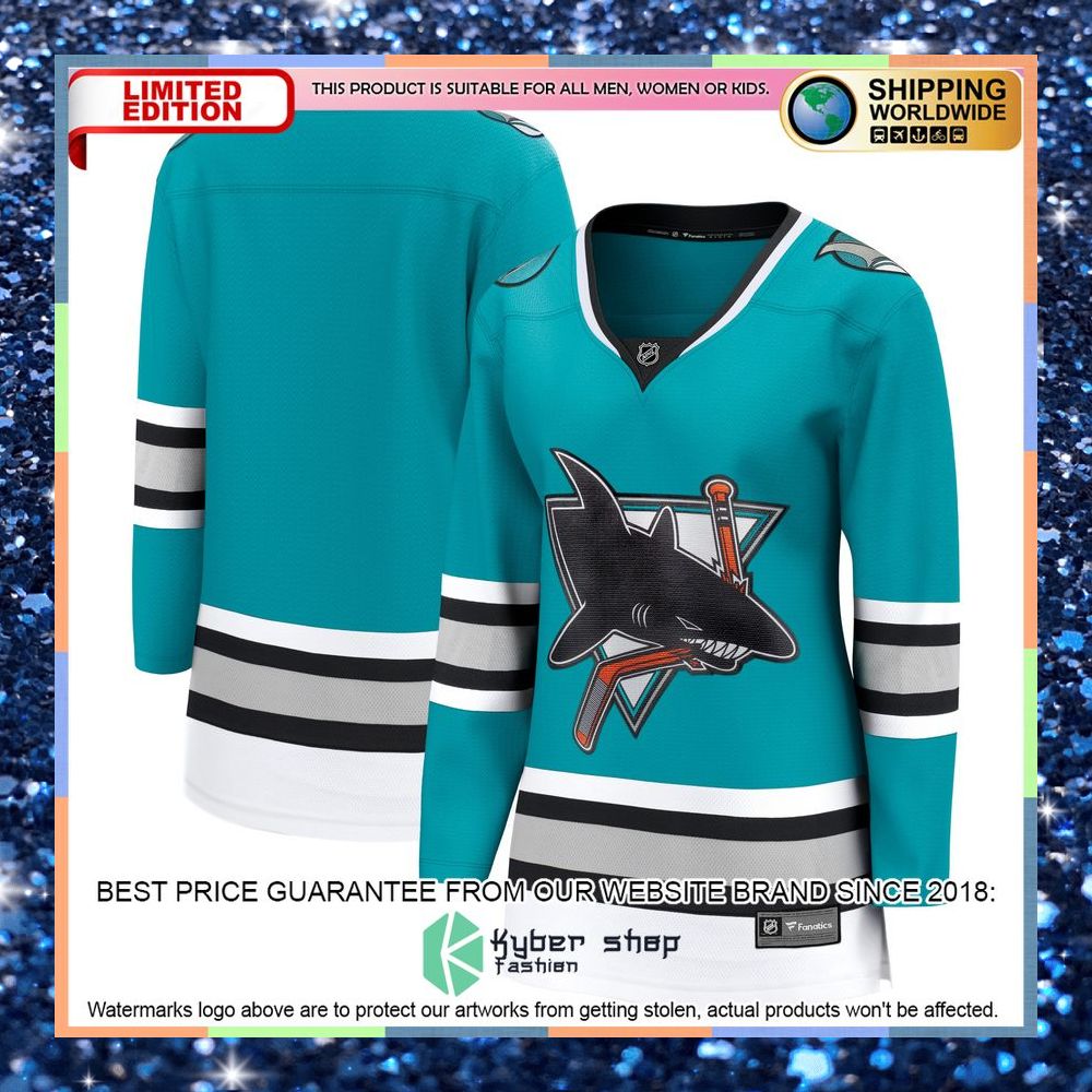 San Jose Sharks Women's 30th Anniversary Premier Team Teal Hockey Jersey 5 San Jose Sharks Women's 30th Anniversary Premier Team Teal Hockey Jersey word1