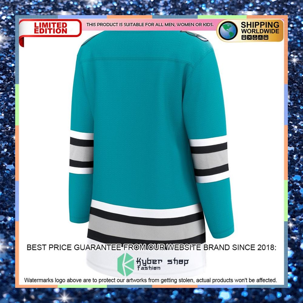 San Jose Sharks Women's 30th Anniversary Premier Team Teal Hockey Jersey 7 San Jose Sharks Women's 30th Anniversary Premier Team Teal Hockey Jersey word1