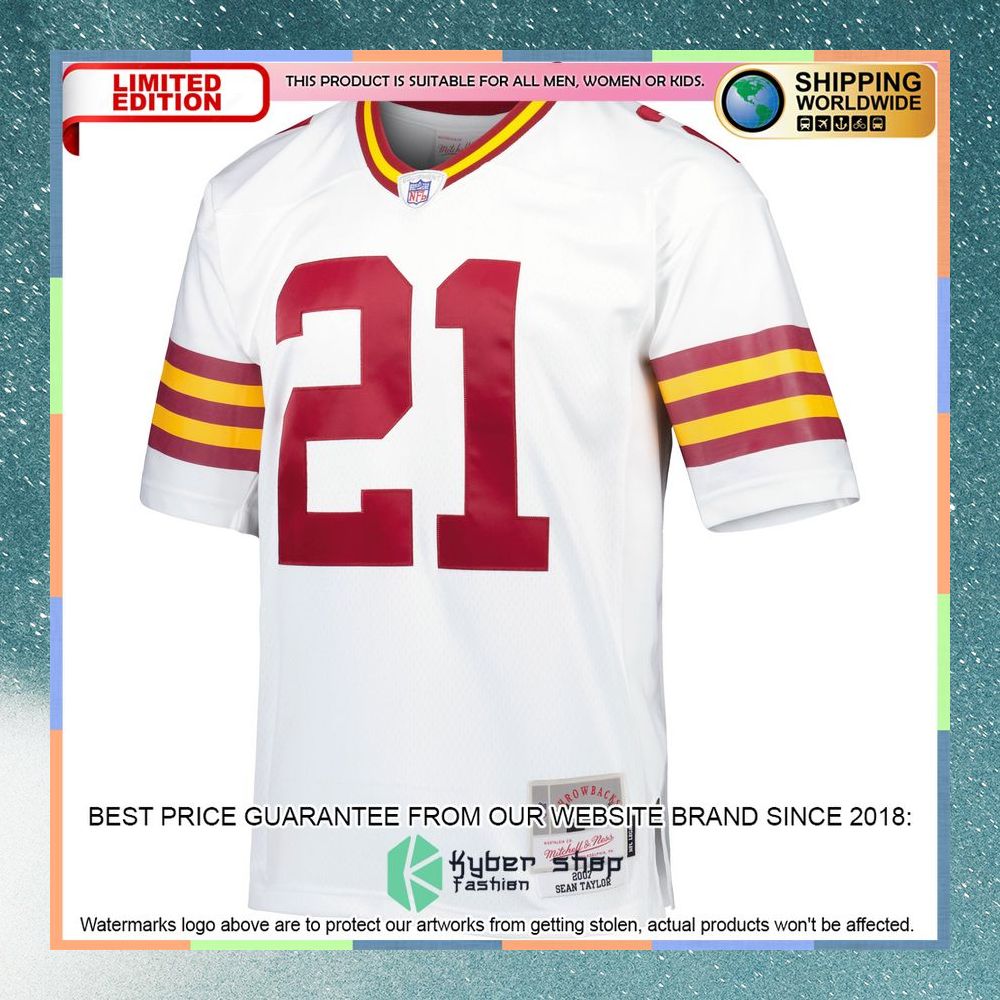 Sean Taylor Washington Football Team Mitchell & Ness 2007 Legacy Replica White Football Jersey 6 Sean Taylor Washington Football Team Mitchell & Ness 2007 Legacy Replica White Football Jersey word1