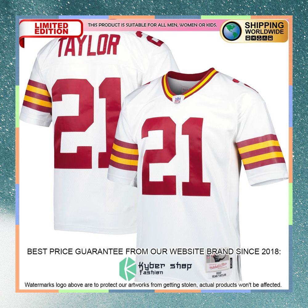 Sean Taylor Washington Football Team Mitchell & Ness 2007 Legacy Replica White Football Jersey 8 Sean Taylor Washington Football Team Mitchell & Ness 2007 Legacy Replica White Football Jersey word1