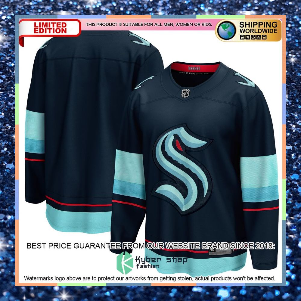 Seattle Kraken Home Navy Hockey Jersey 8 Seattle Kraken Home Navy Hockey Jersey word1
