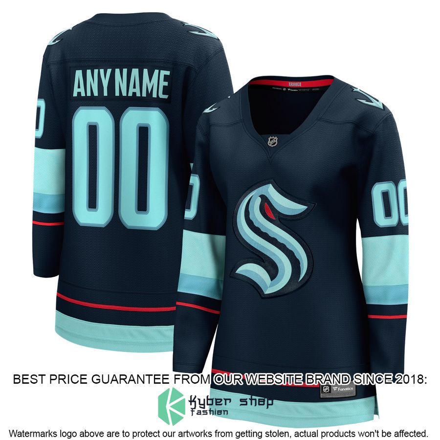 Seattle Kraken Women's Home Custom Navy Hockey Jersey