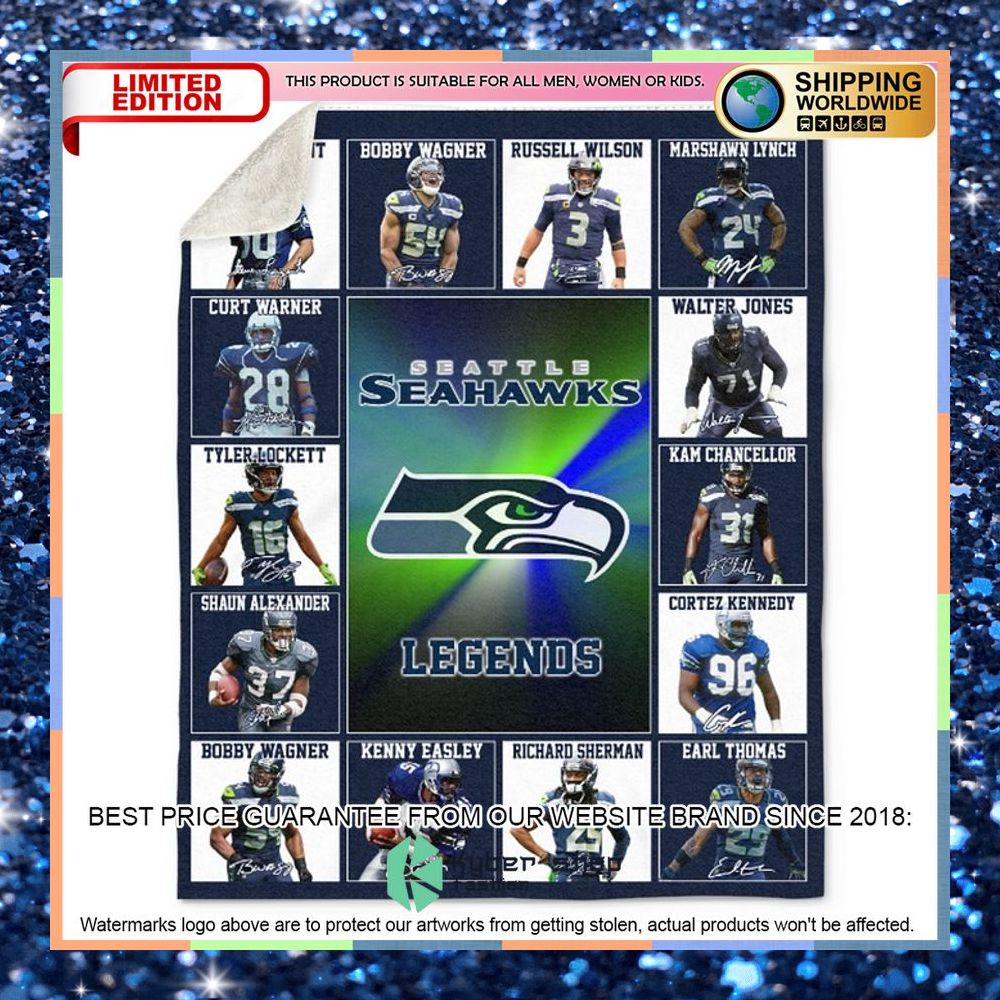 Seattle Seahawks Legends Fleece Blanket 3 Seattle Seahawks Legends Fleece Blanket word3