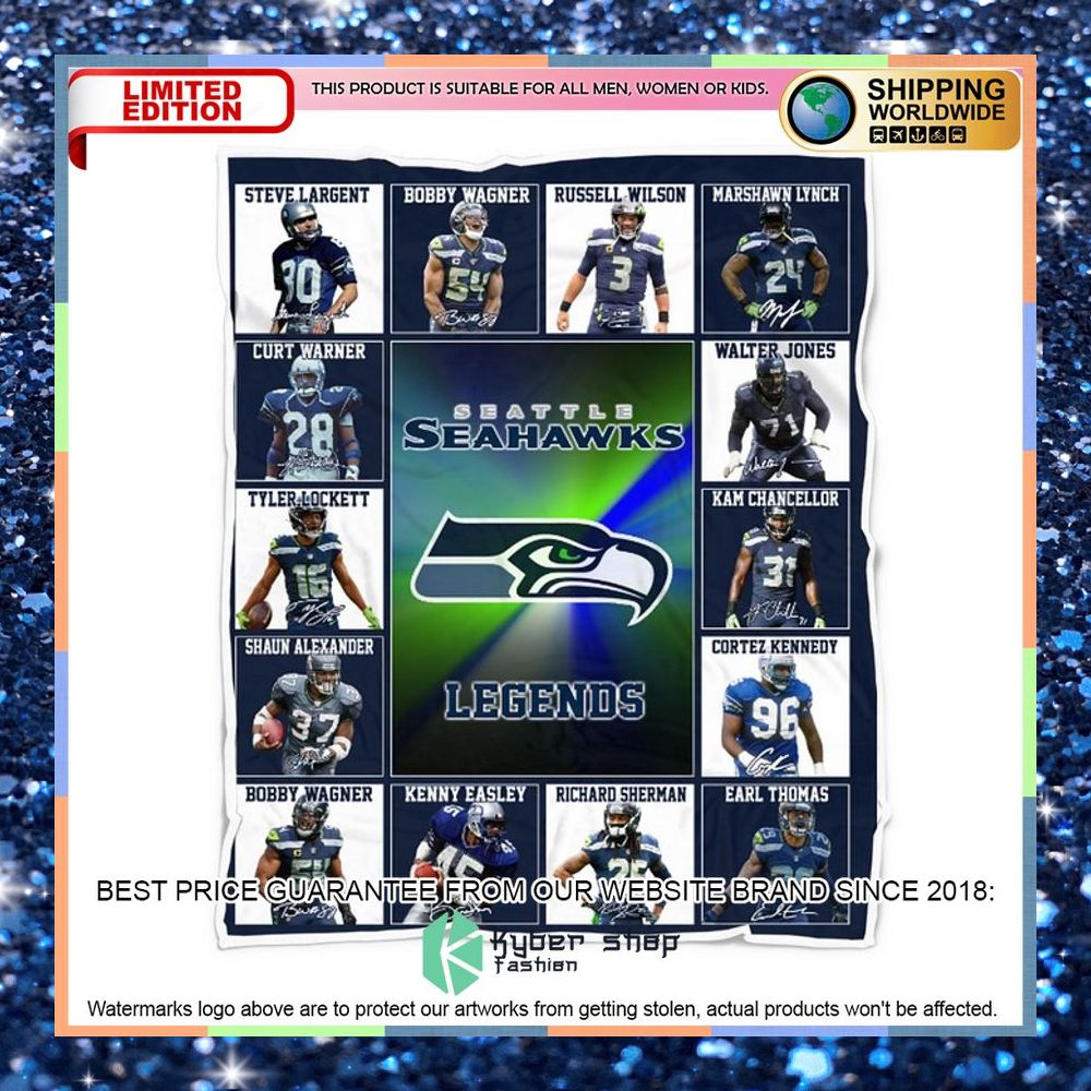 Seattle Seahawks Legends Fleece Blanket 4 Seattle Seahawks Legends Fleece Blanket word3