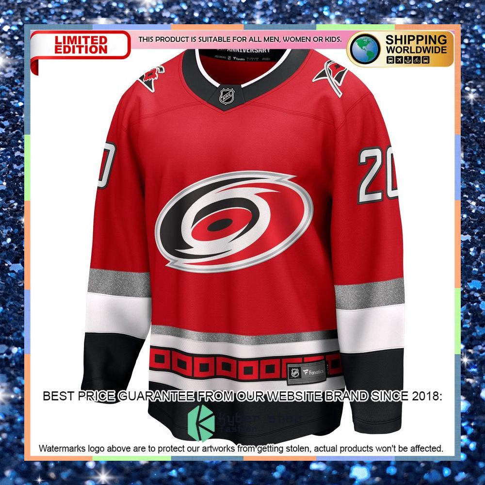 Sebastian Aho Carolina Hurricanes 25th Anniversary Premier Red Hockey Jersey 6 Sebastian Aho Carolina Hurricanes 25th Anniversary Premier Red Hockey Jersey word3
