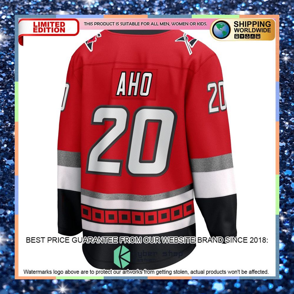 Sebastian Aho Carolina Hurricanes 25th Anniversary Premier Red Hockey Jersey 7 Sebastian Aho Carolina Hurricanes 25th Anniversary Premier Red Hockey Jersey word3