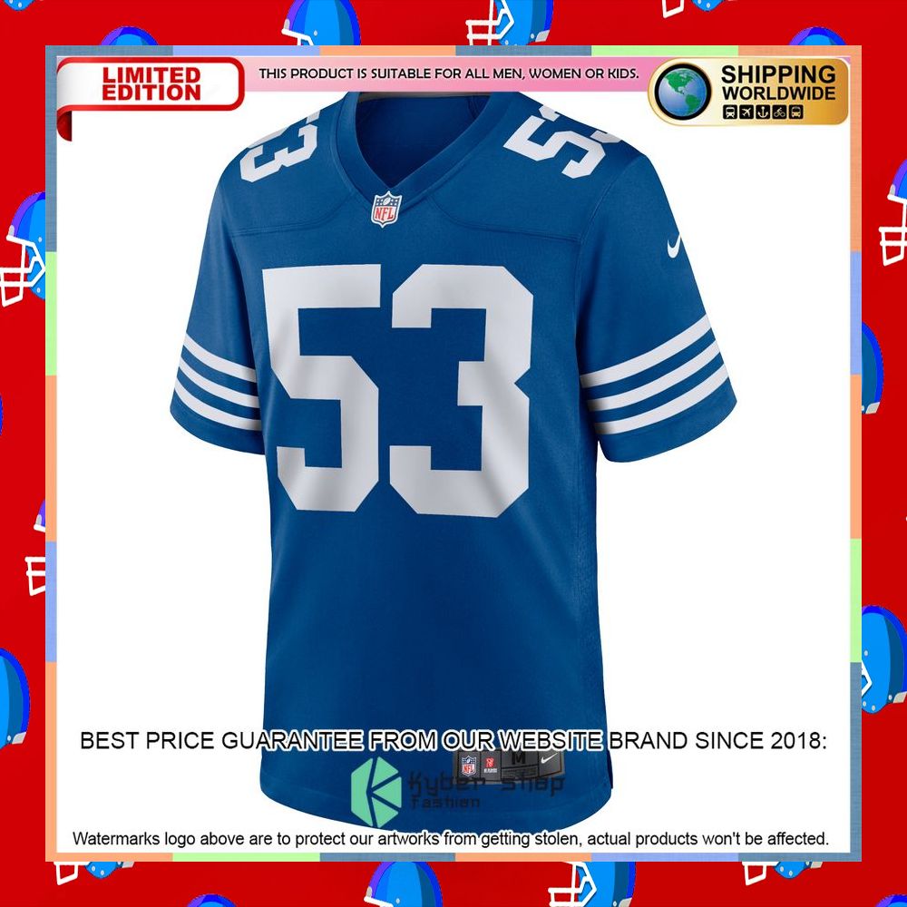 Shaquille Leonard Indianapolis Colts Alternate Royal Football Jersey 6 Shaquille Leonard Indianapolis Colts Alternate Royal Football Jersey word3