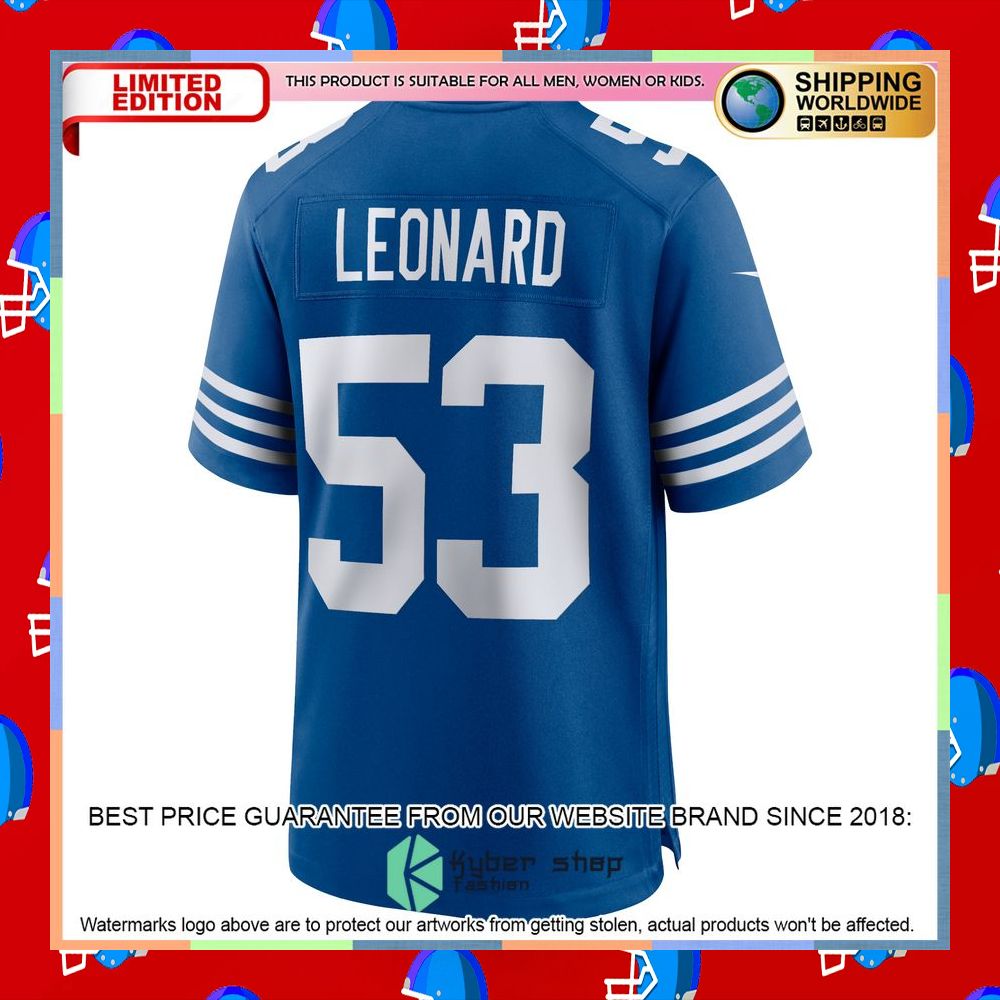 Shaquille Leonard Indianapolis Colts Alternate Royal Football Jersey 7 Shaquille Leonard Indianapolis Colts Alternate Royal Football Jersey word3