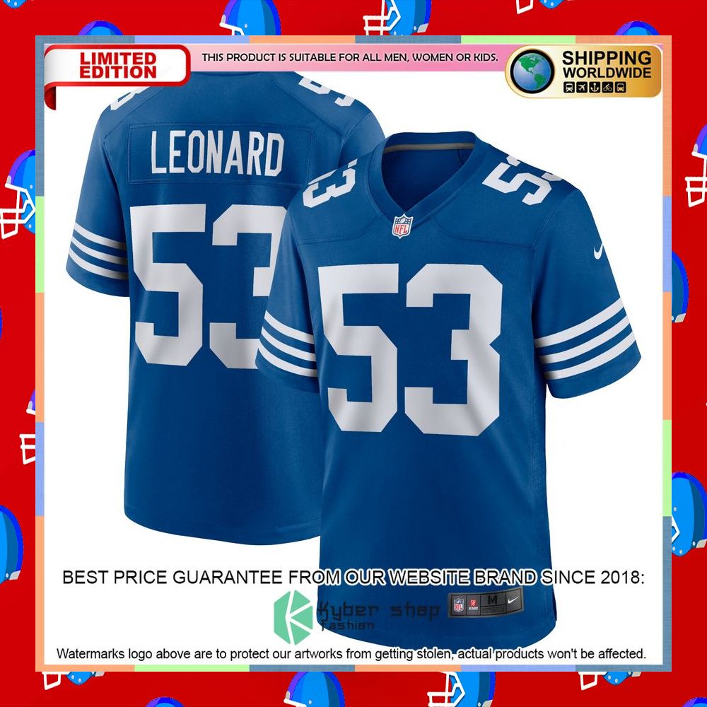 Shaquille Leonard Indianapolis Colts Alternate Royal Football Jersey 8 Shaquille Leonard Indianapolis Colts Alternate Royal Football Jersey word3