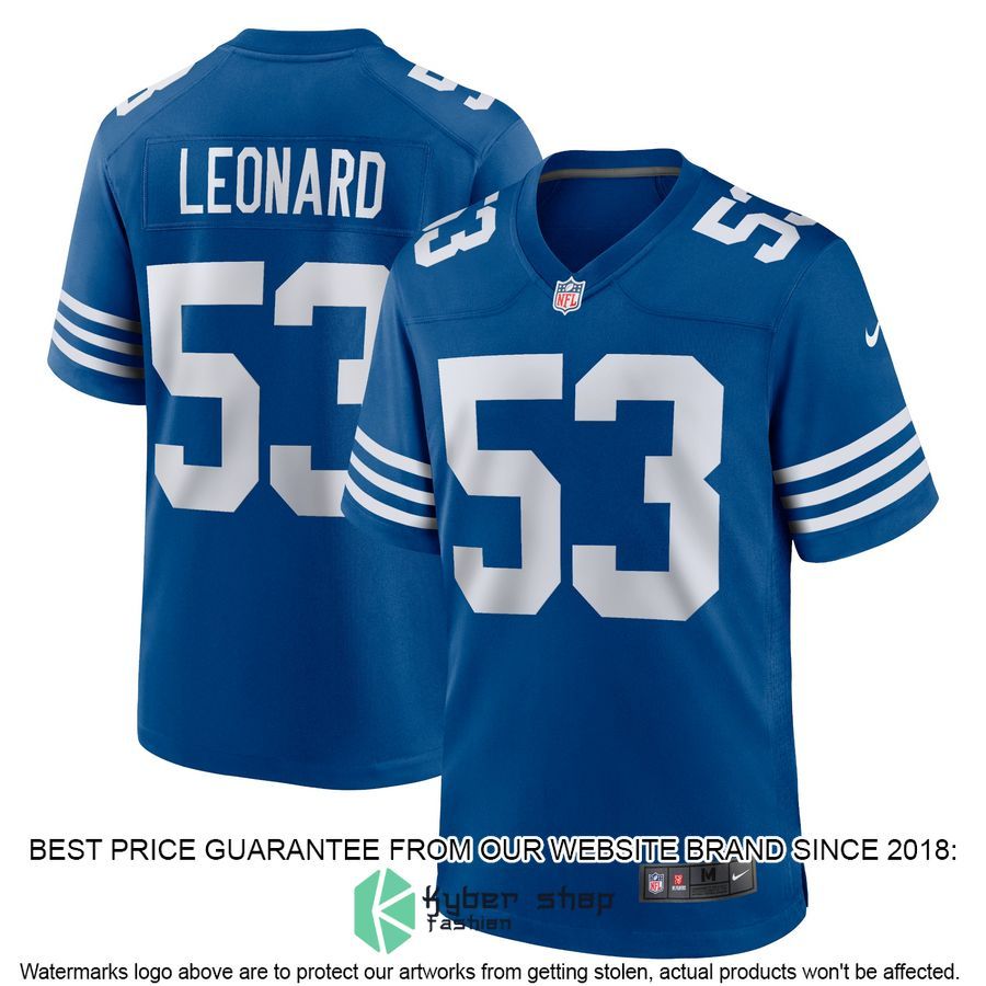 Shaquille Leonard Indianapolis Colts Alternate Royal Football Jersey 4 Shaquille Leonard Indianapolis Colts Alternate Royal Football Jersey word3