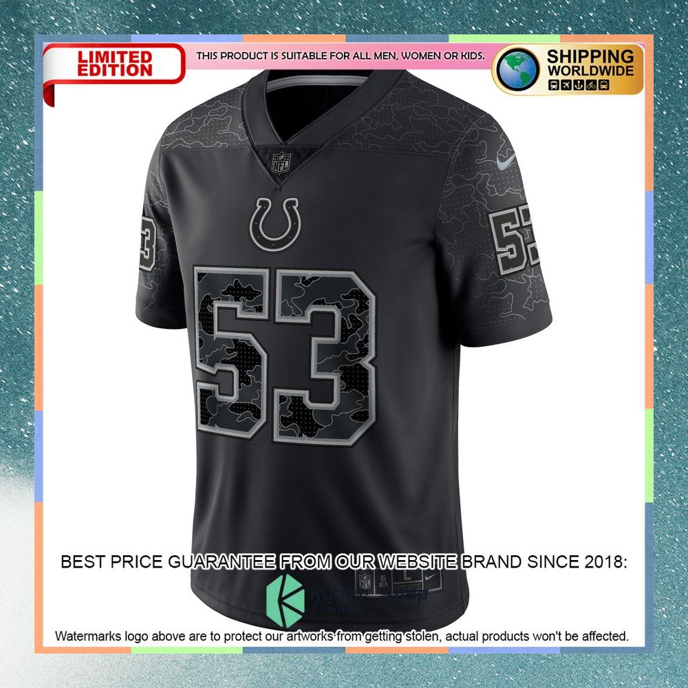 Shaquille Leonard Indianapolis Colts RFLCTV Black Football Jersey 7 Shaquille Leonard Indianapolis Colts RFLCTV Black Football Jersey word2