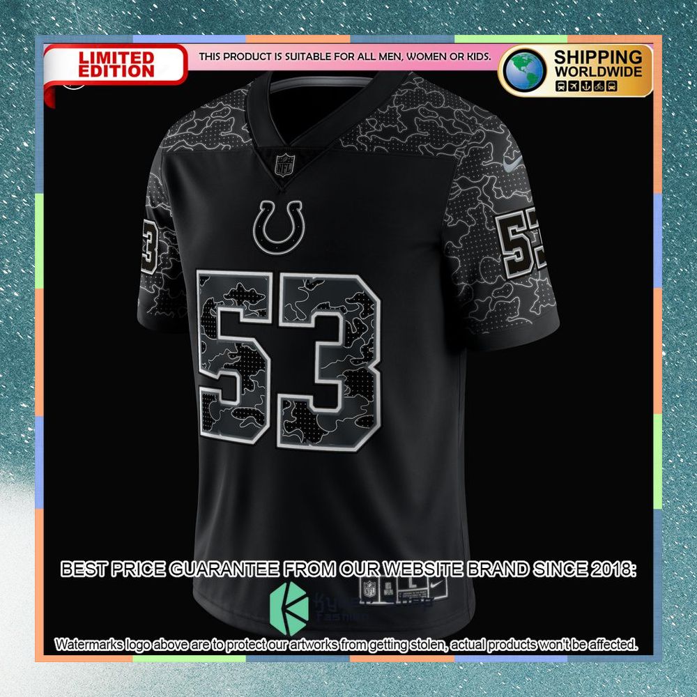 Shaquille Leonard Indianapolis Colts RFLCTV Black Football Jersey 8 Shaquille Leonard Indianapolis Colts RFLCTV Black Football Jersey word2
