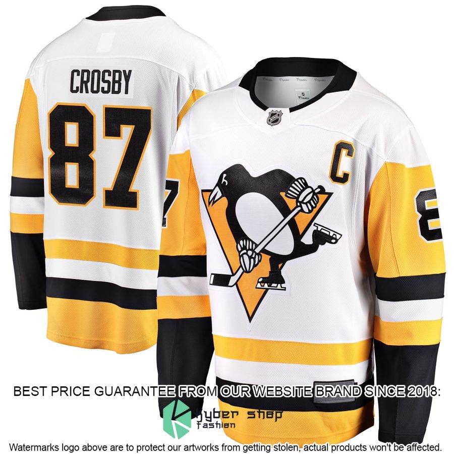 Sidney Crosby Pittsburgh Penguins Captain Away Premier White Hockey Jersey