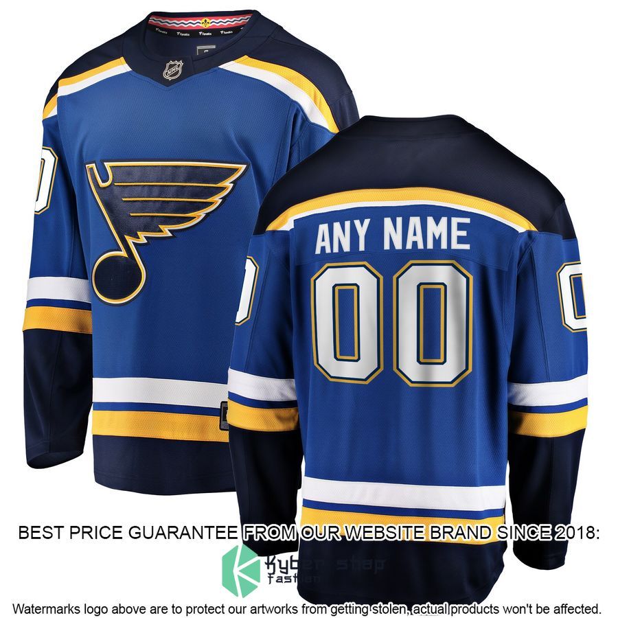 St. Louis Blues Home Custom Blue Hockey Jersey