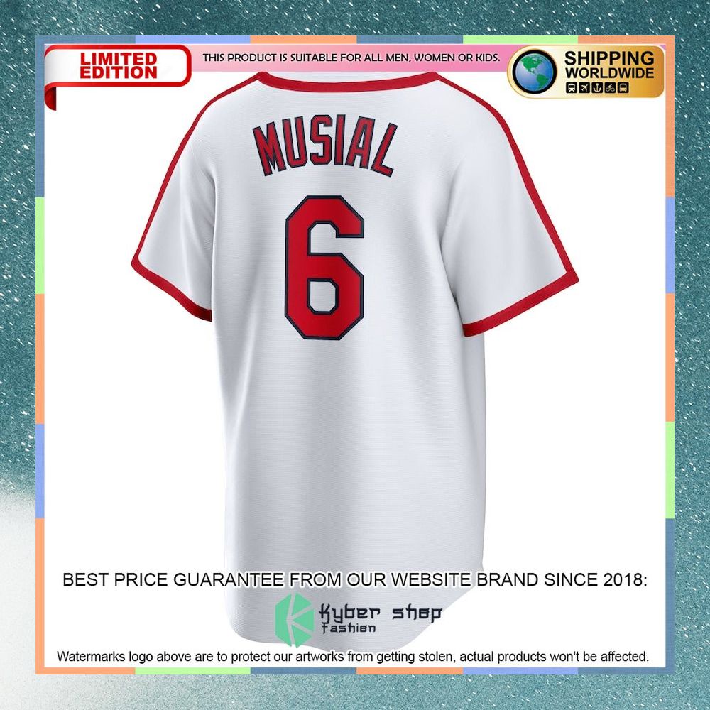 Stan Musial St Louis Cardinals Home Cooperstown Collection Player White Baseball Jersey 6 Stan Musial St Louis Cardinals Home Cooperstown Collection Player White Baseball Jersey word3