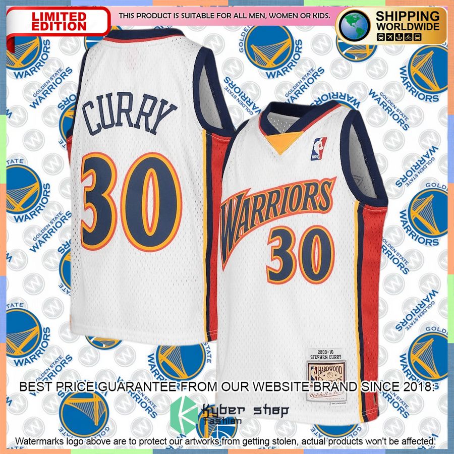 Stephen Curry Golden State Warriors Mitchell & Ness Youth 2009-10 Hardwood Classics White Basketball Jersey 4 Stephen Curry Golden State Warriors Mitchell & Ness Youth 2009-10 Hardwood Classics White Basketball Jersey word1