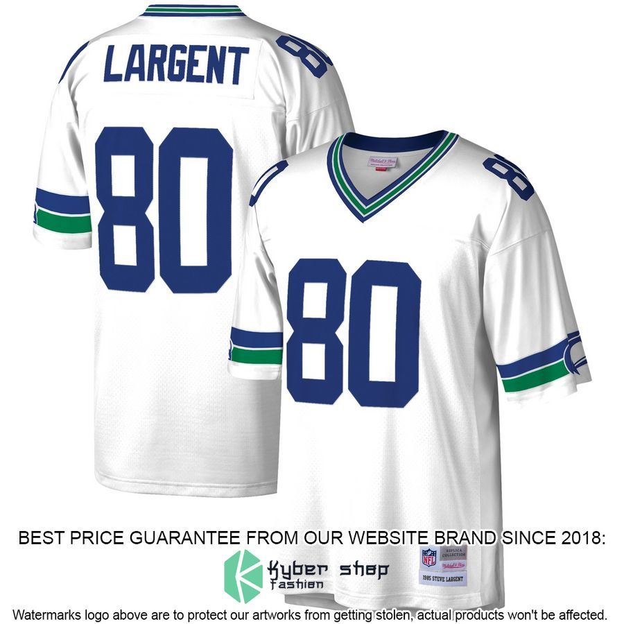Steve Largent Seattle Seahawks Mitchell & Ness Legacy White Football Jersey 4 Steve Largent Seattle Seahawks Mitchell & Ness Legacy White Football Jersey word1