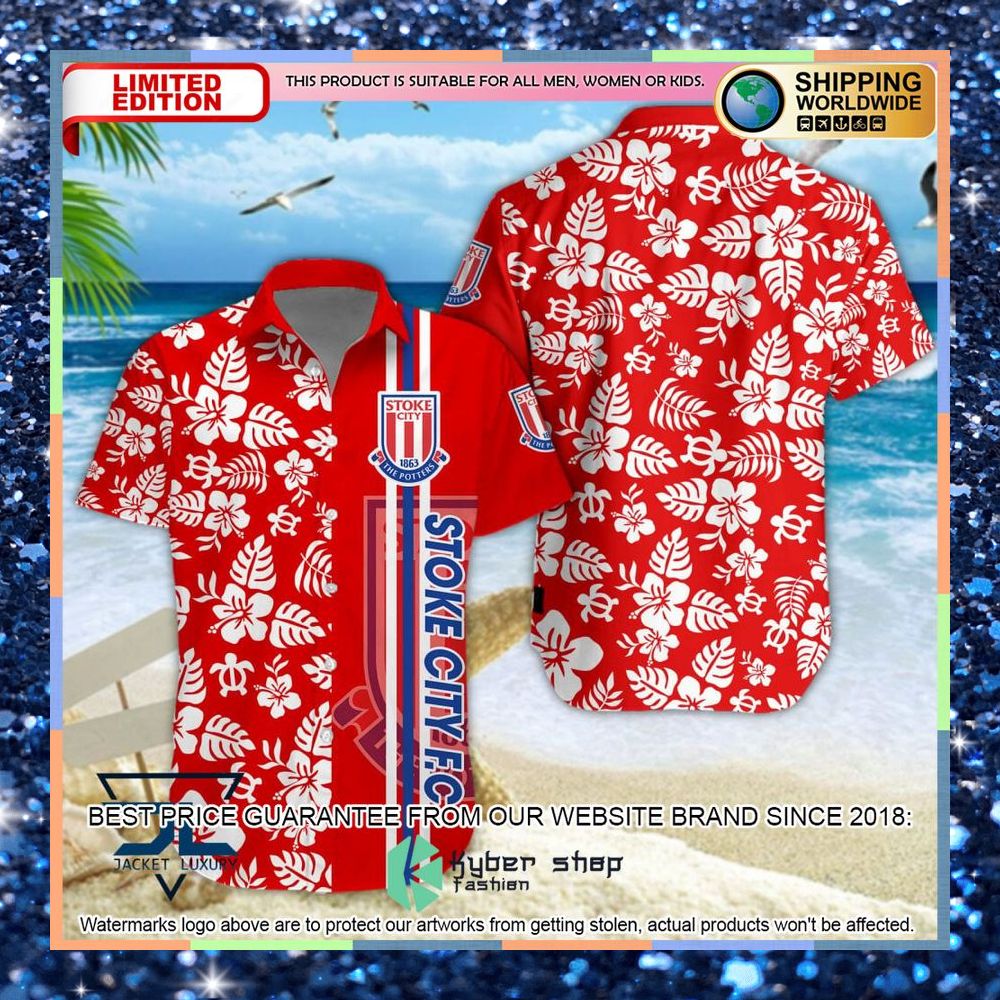 Stoke City F.C red Hawaiian Shirt, Shorts 3 Stoke City F.C red Hawaiian Shirt, Shorts word1