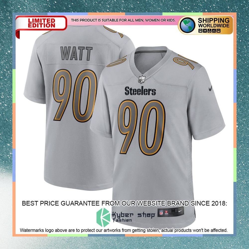 T.J. Watt Pittsburgh Steelers Atmosphere Fashion Gray Football Jersey 8 T.J. Watt Pittsburgh Steelers Atmosphere Fashion Gray Football Jersey word2
