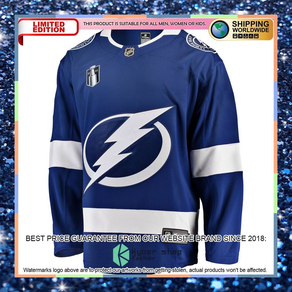 Tampa Bay Lightning Home 2022 Stanley Cup Final Blue Hockey Jersey 6 Tampa Bay Lightning Home 2022 Stanley Cup Final Blue Hockey Jersey word2