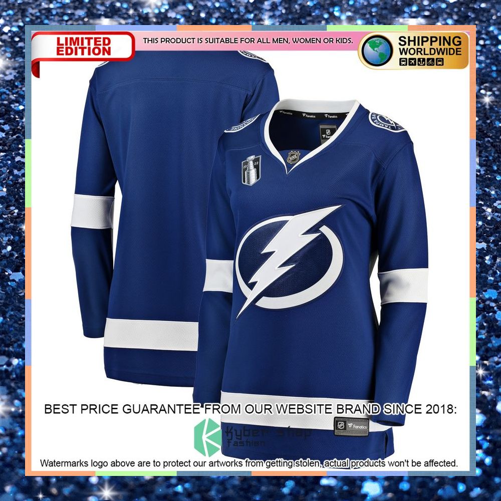 Tampa Bay Lightning Women's Home 2022 Stanley Cup Final Blue Hockey Jersey 5 Tampa Bay Lightning Women's Home 2022 Stanley Cup Final Blue Hockey Jersey word1